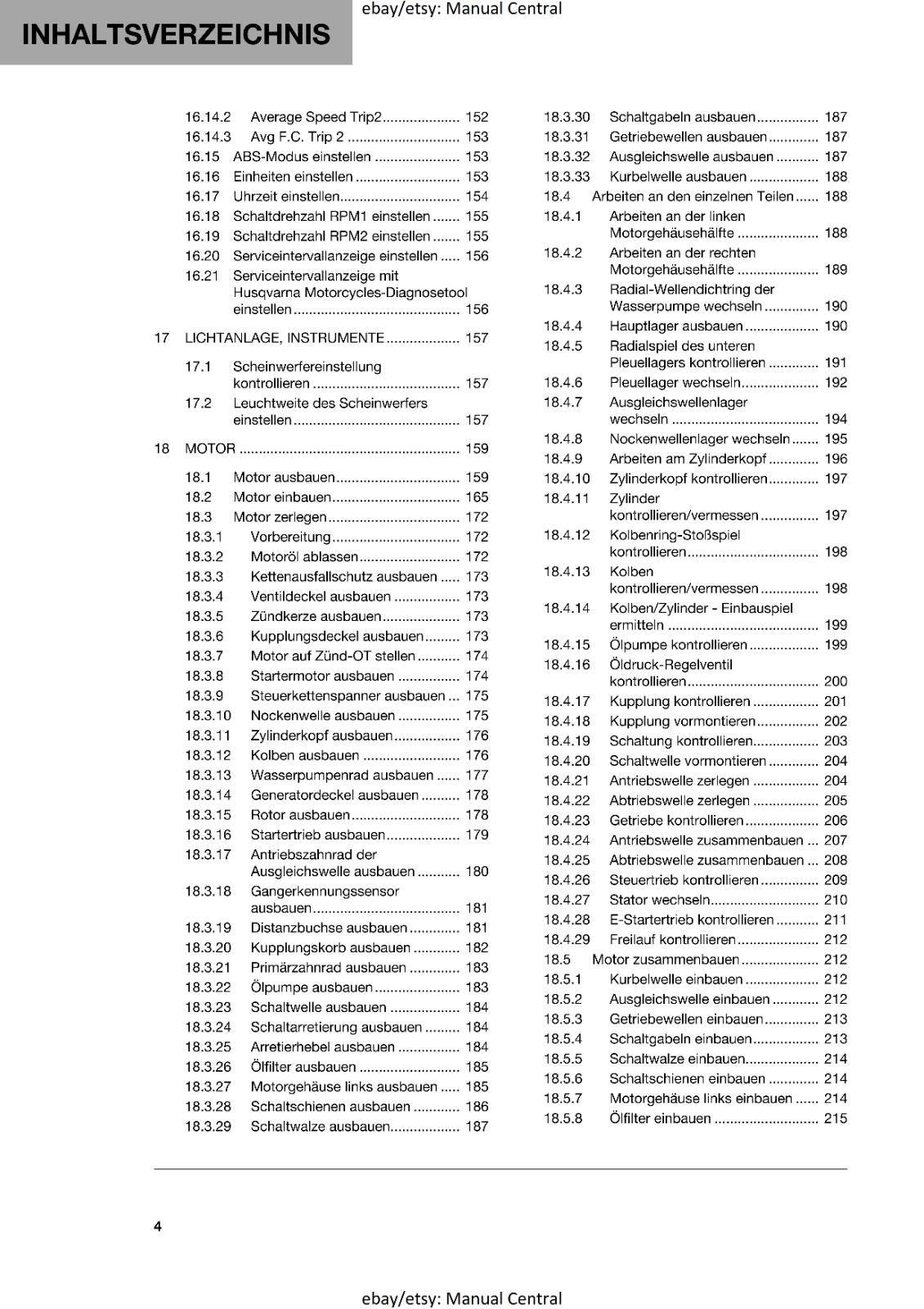 GERMAN LANGUAGE - HUSQVARNA 2022 - SVARTPILEN 125 - REPARATURANLEITUNG REPRINTED