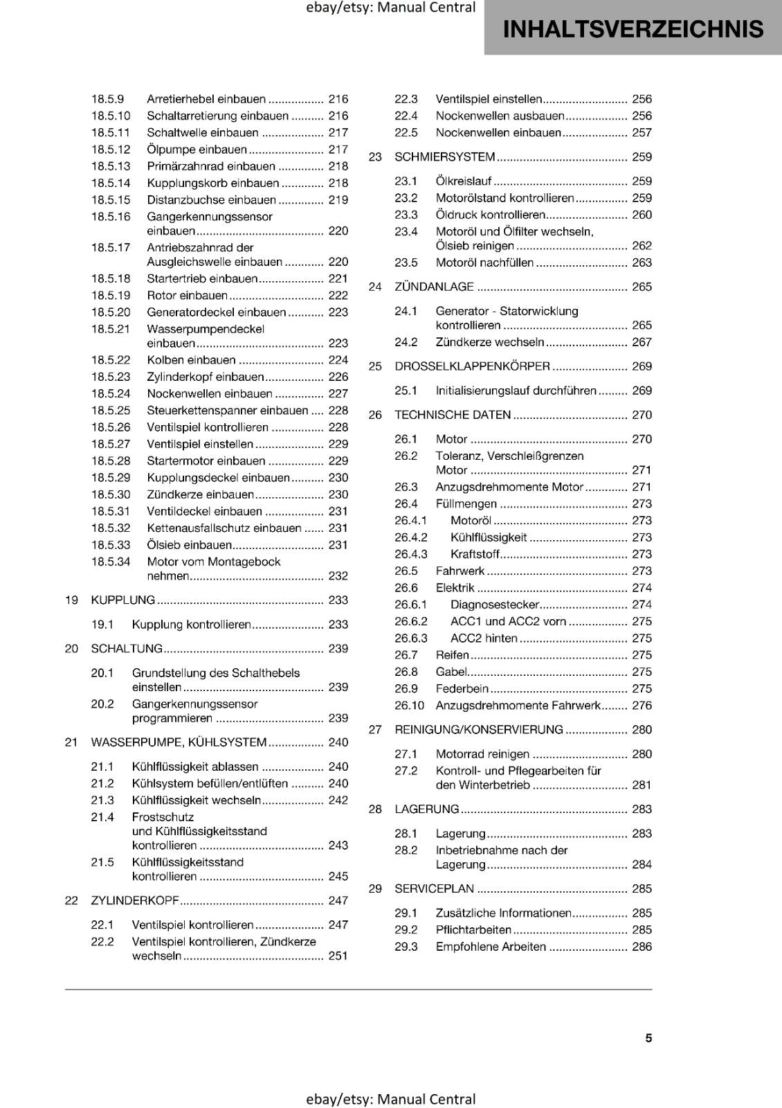 GERMAN LANGUAGE - HUSQVARNA 2022 - SVARTPILEN 125 - REPARATURANLEITUNG REPRINTED