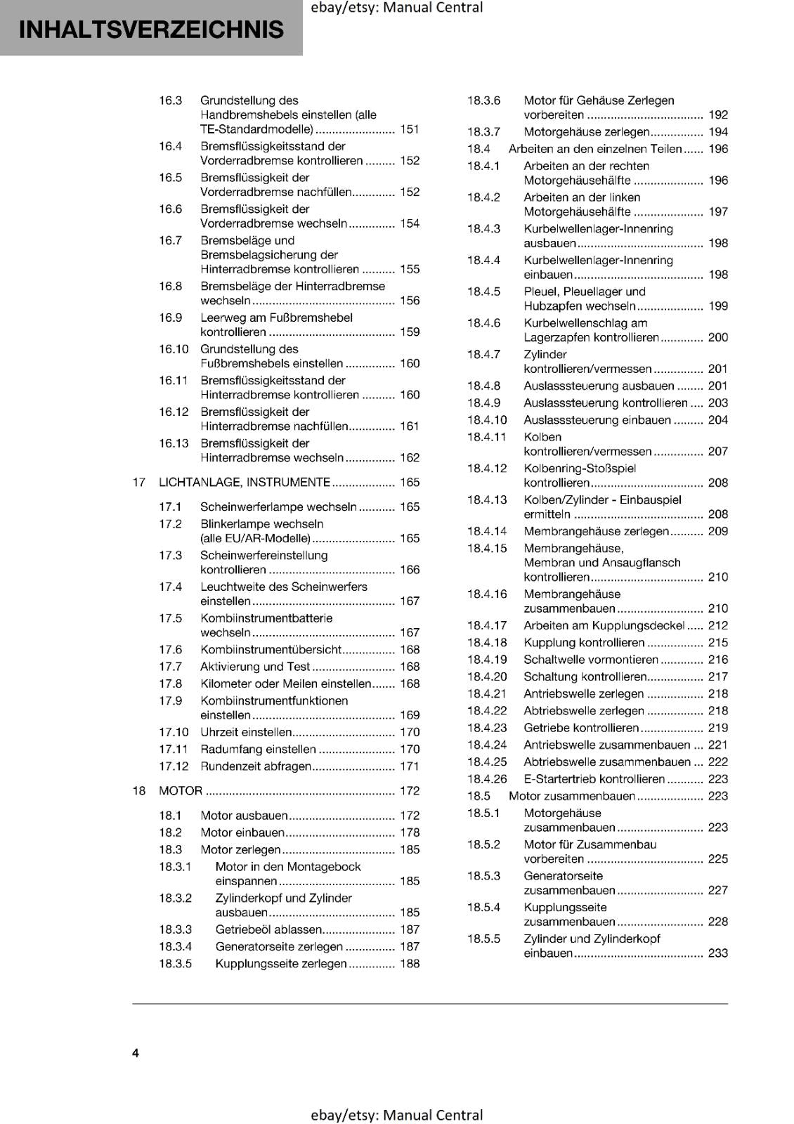 GERMAN LANGUAGE - HUSQVARNA 2024 - TE 250 300 PRO - REPARATURANLEITUNG