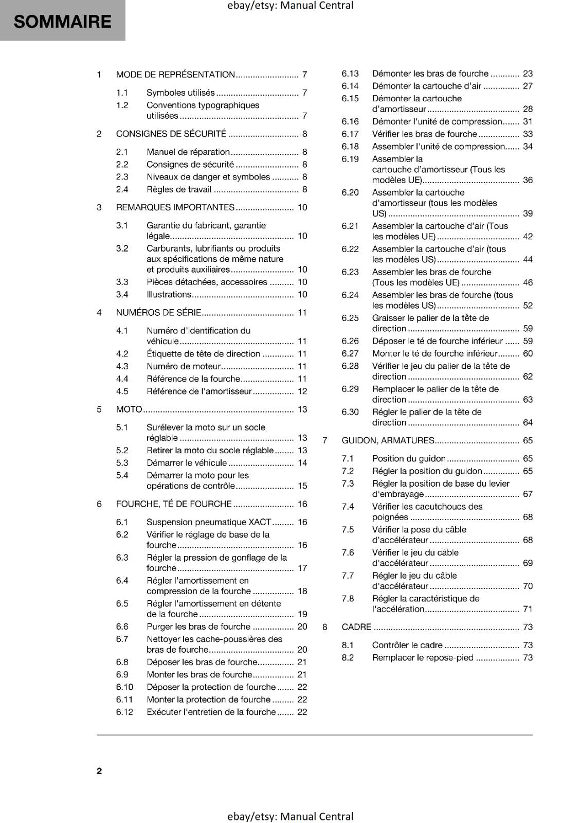 FRENCH LANGUAGE - 2023 HUSQVARNA - FC 250 HERITAGE - MANUEL DE REPARATION