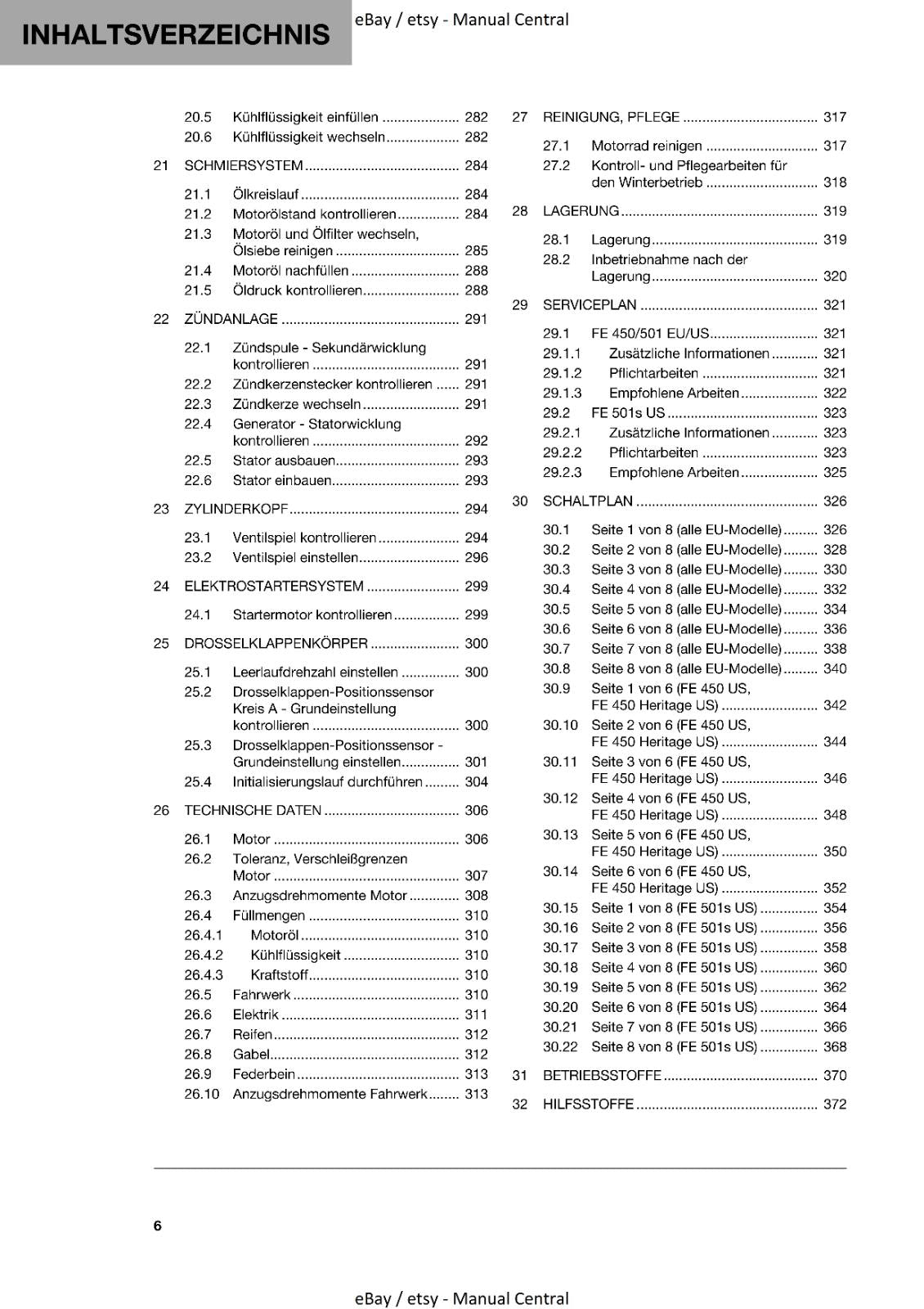 GERMAN LANGUAGE - HUSQVARNA 2023 - FE 450 501 501s HERITAGE - REPARATURANLEITUNG