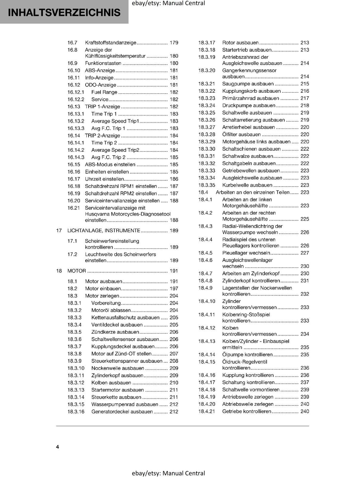 GERMAN LANGUAGE - HUSQVARNA 2023 - SVARTPILEN 401 - REPARATURANLEITUNG