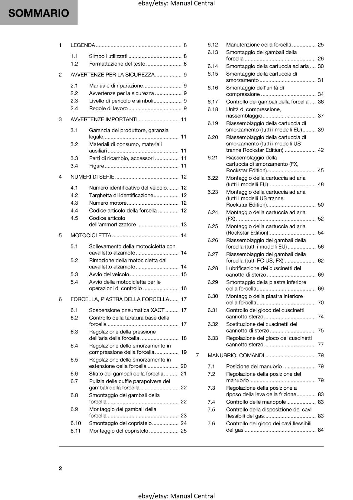 ITALIAN - 2023 HUSQVARNA - FC FX 450 HERITAGE ROCKSTAR - MANUALE DI RIPARAZIONE