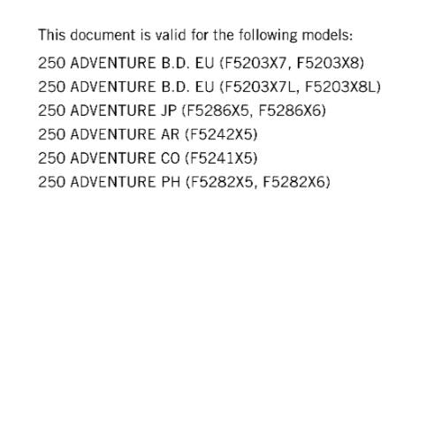 KTM 2024 - 250 ADVENTURE- REPAIR WORKSHOP SERVICE MANUAL REPRINTED