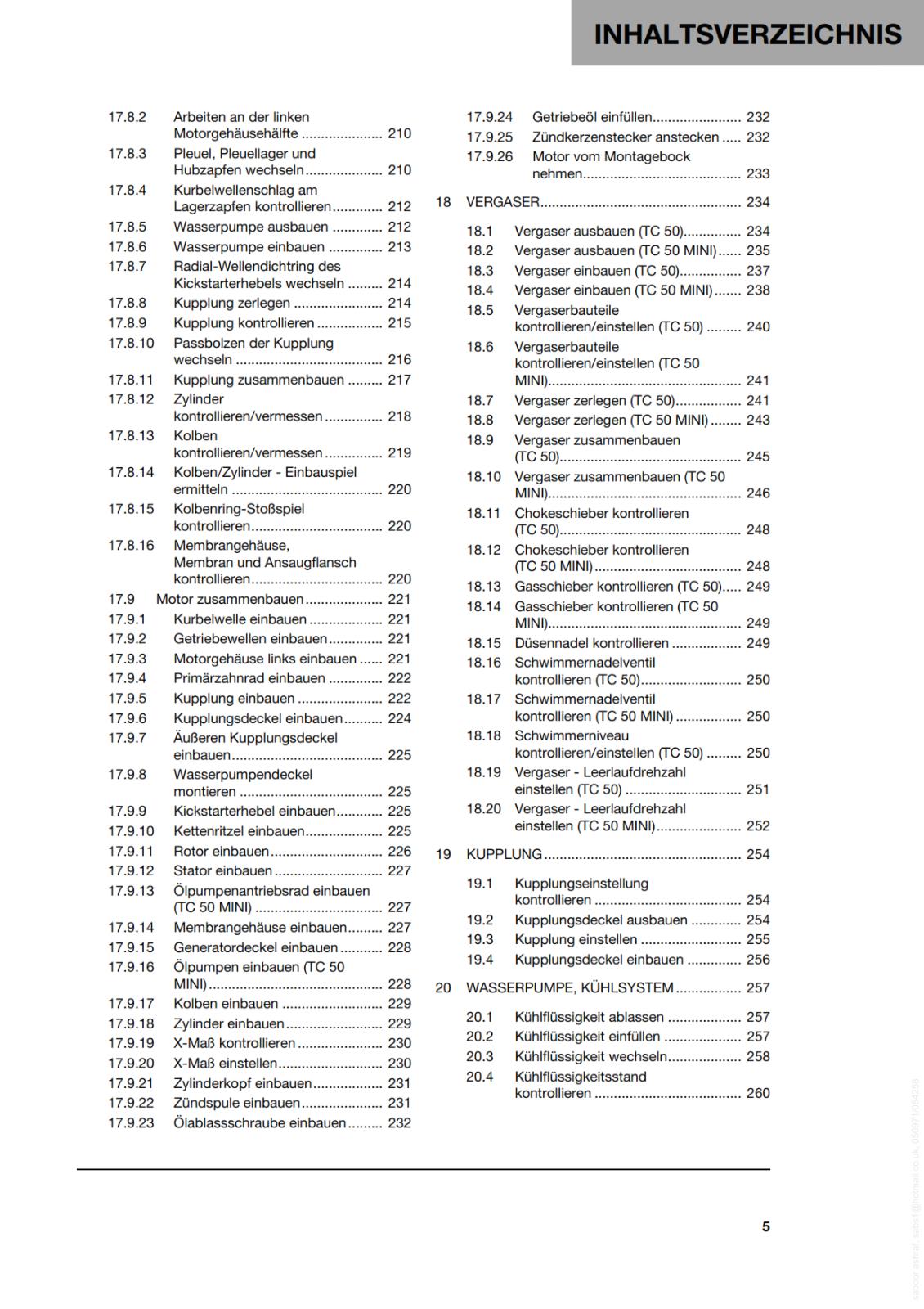GERMAN LANGUAGE - HUSQVARNA 2023 - TC 50 - REPARATURANLEITUNG