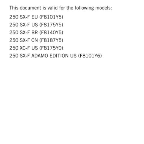 KTM 2025 - 250 SX-F XC-F ADAMO  - WORKSHOP SERVICE REPAIR MANUAL REPRINTED