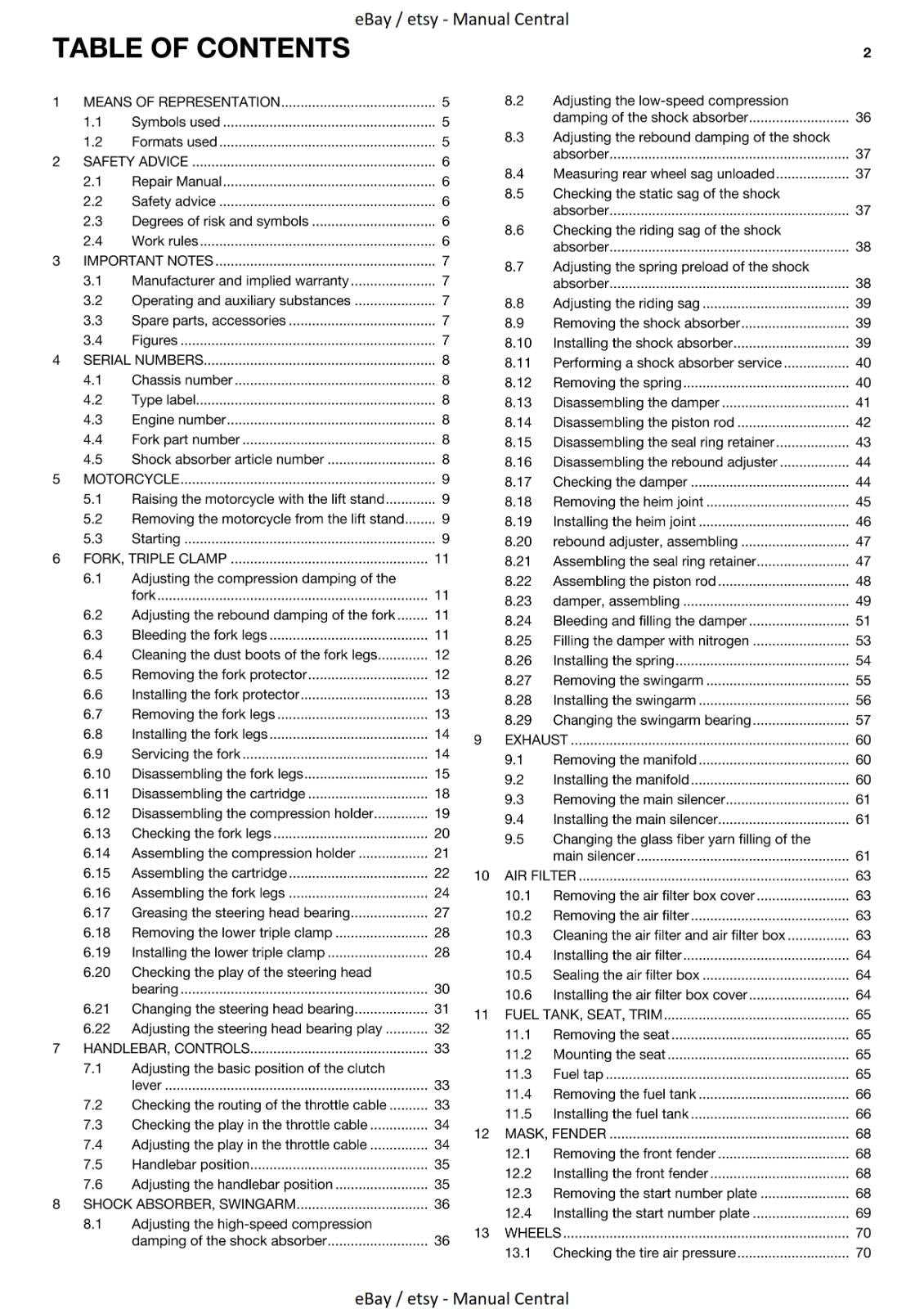 HUSQVARNA 2015 - TC 85 19/16 17/14 - REPAIR WORKSHOP SERVICE MANUAL REPRINTED