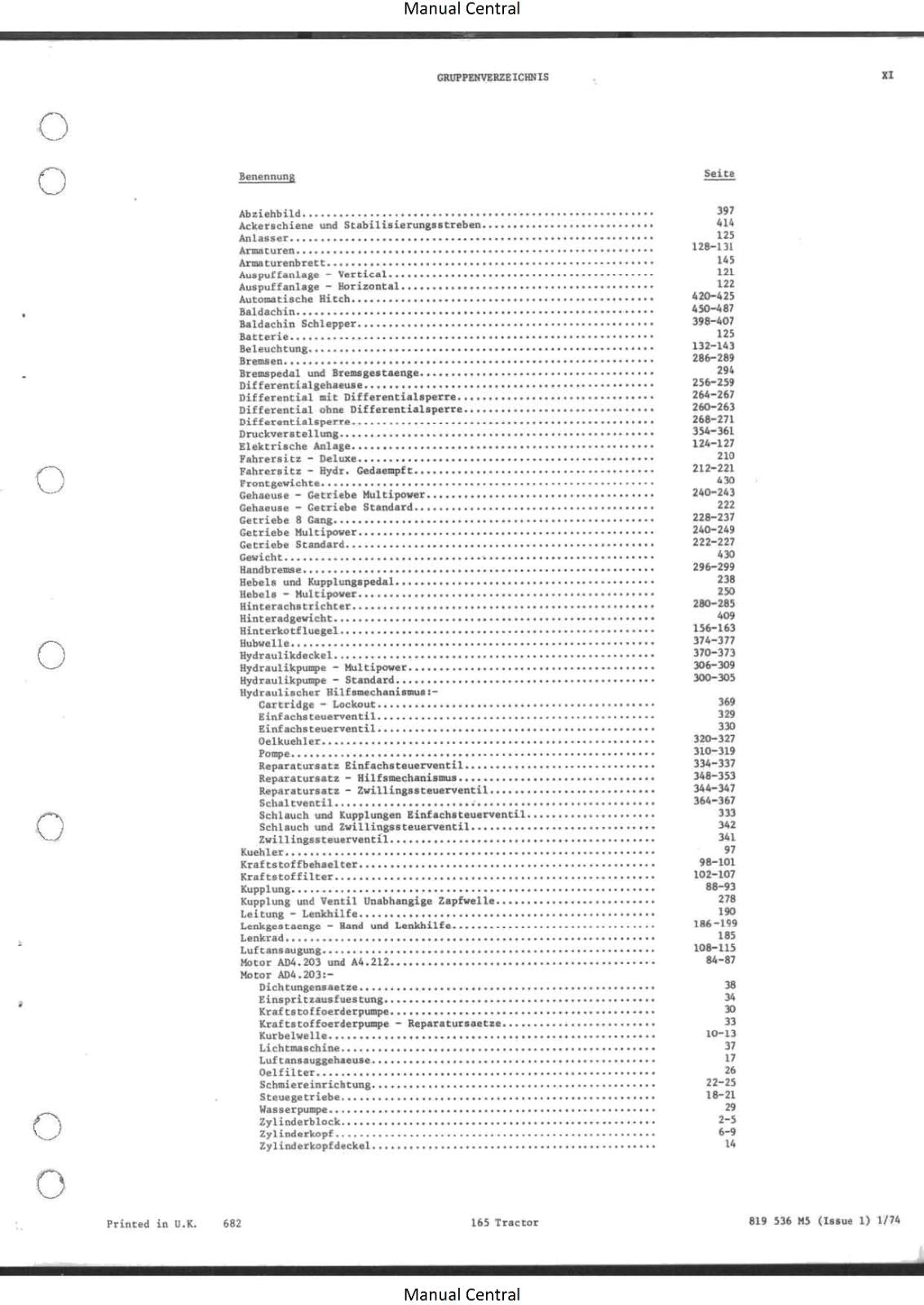 MASSEY FERGUSON 165 TRACTOR PARTS MANUAL REPRINTED COMB BOUND