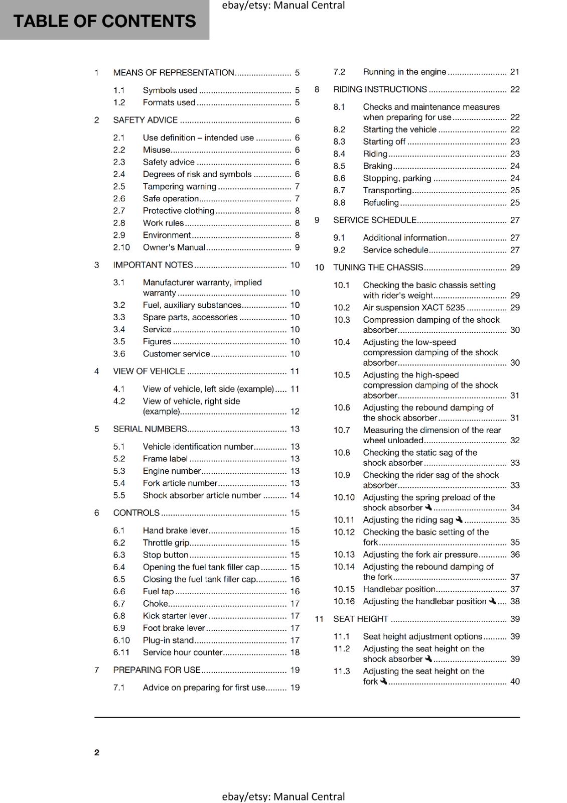 HUSQVARNA 2025 - TC 50 - OWNERS MANUAL - REPRINTED COMB BOUND