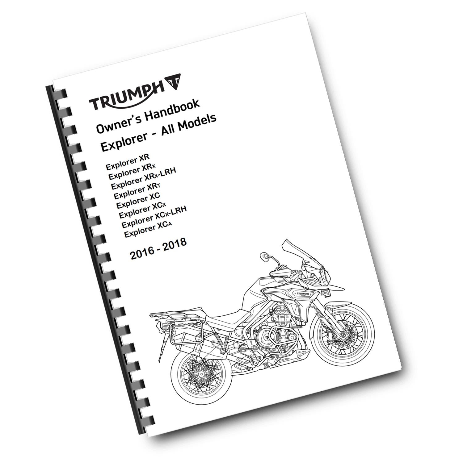 2016 2017 2018 TRIUMPH OWNERS HANDBOOK MANUAL - EXPLORER XR XRX XRT XC XCX XCA
