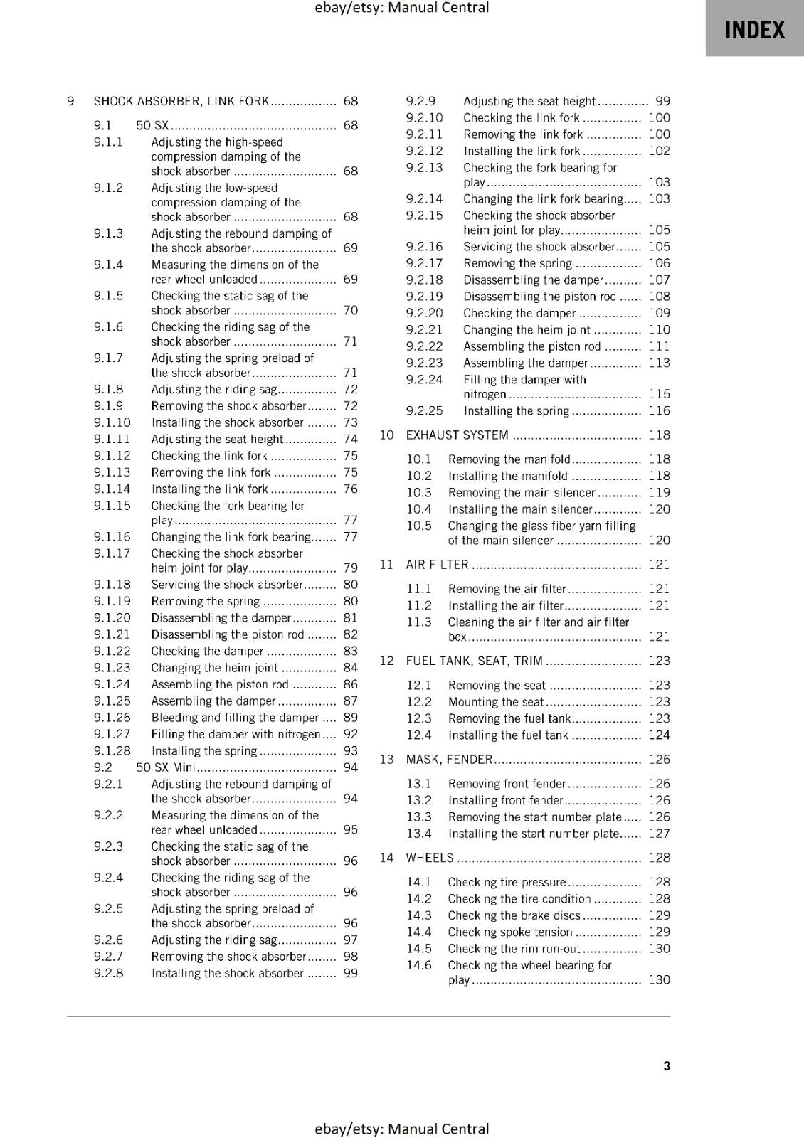 KTM 2020 -  50 SX MINI - SERVICE  WORKSHOP REPAIR MANUAL REPRINTED