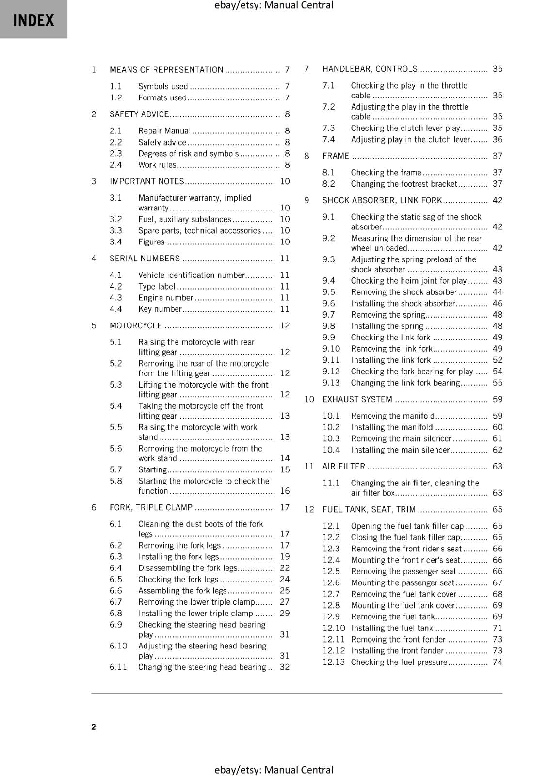 KTM 2024 - RC 200 - WORKSHOP SERVICE MANUAL