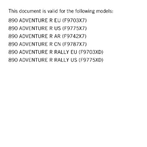KTM 2024 - 890 ADVENTURE R RALLY - WORKSHOP SERVICE MANUAL