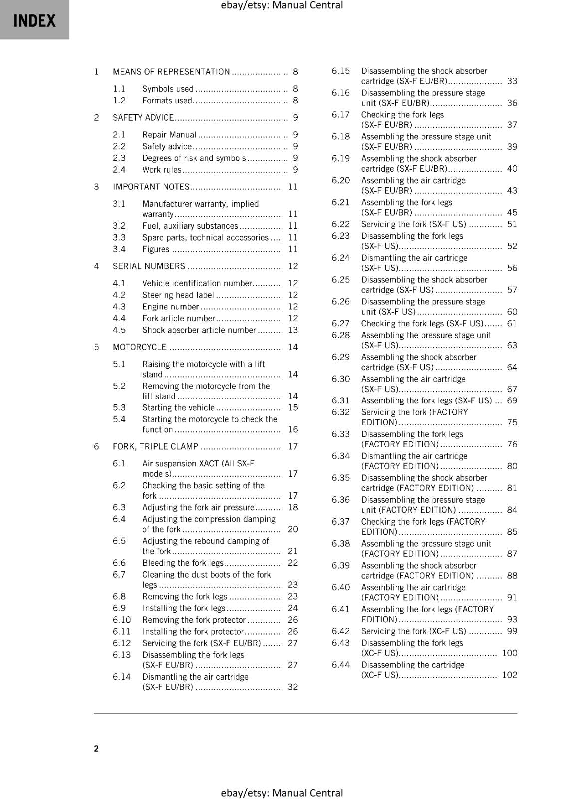 KTM 2024 - 450 SX-F XC-F FACTORY EDITION - WORKSHOP SERVICE MANUAL