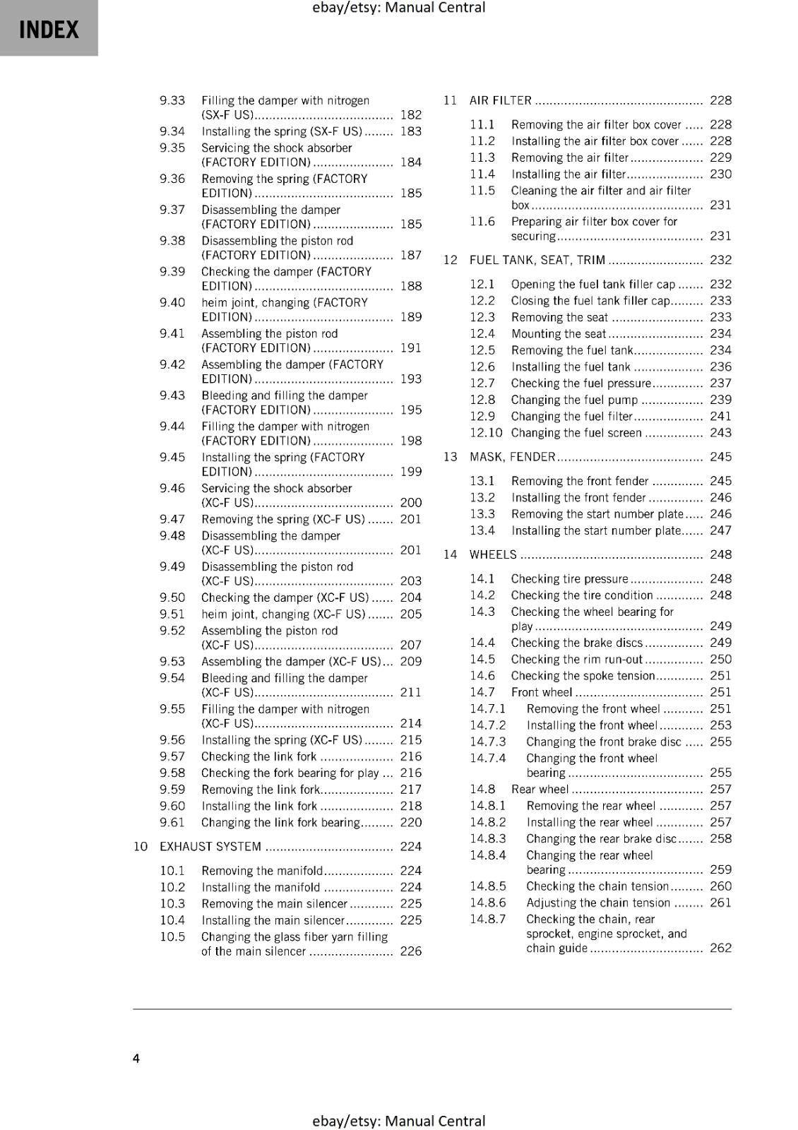 KTM 2024 - 450 SX-F XC-F FACTORY EDITION - WORKSHOP SERVICE MANUAL