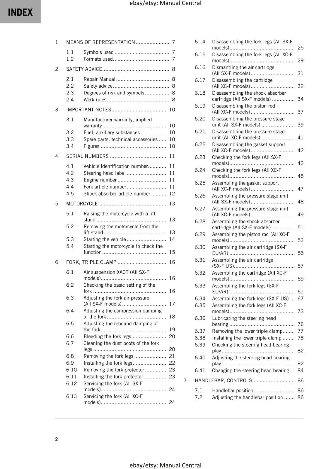KTM 2024 - 350 SX-F XC-F FACTORY EDITION - WORKSHOP SERVICE MANUAL COMB BOUND