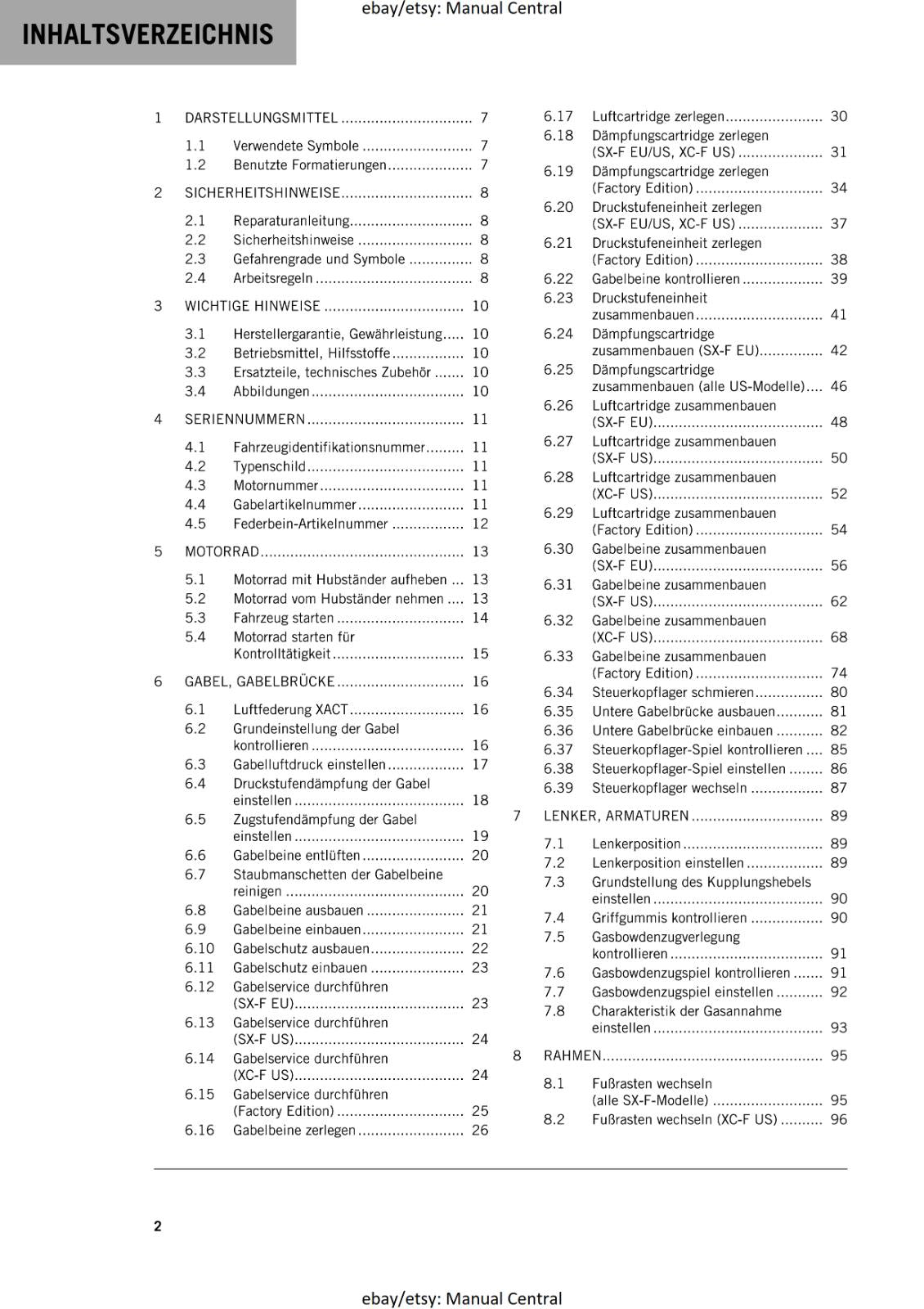 GERMAN LANGUAGE - KTM 2021 - 450 XC-F SX-F FACTORY EDITION - REPARATURANLEITUNG