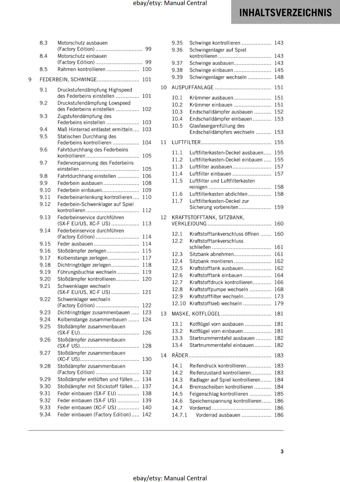 GERMAN LANGUAGE - KTM 2021 - 450 XC-F SX-F FACTORY EDITION - REPARATURANLEITUNG