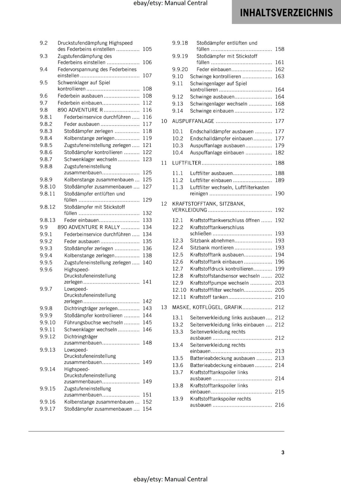 GERMAN LANGUAGE - KTM 2021 - 890 ADVENTURE R RALLY - REPARATURANLEITUNG