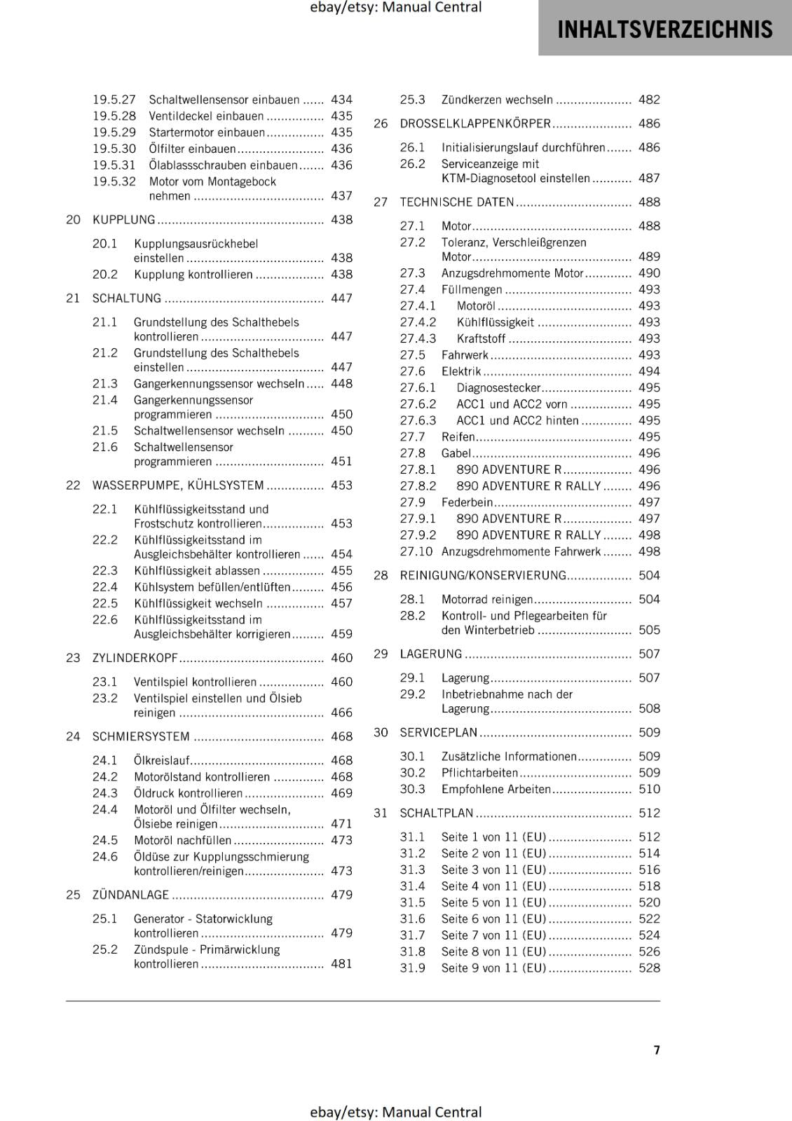 GERMAN LANGUAGE - KTM 2021 - 890 ADVENTURE R RALLY - REPARATURANLEITUNG