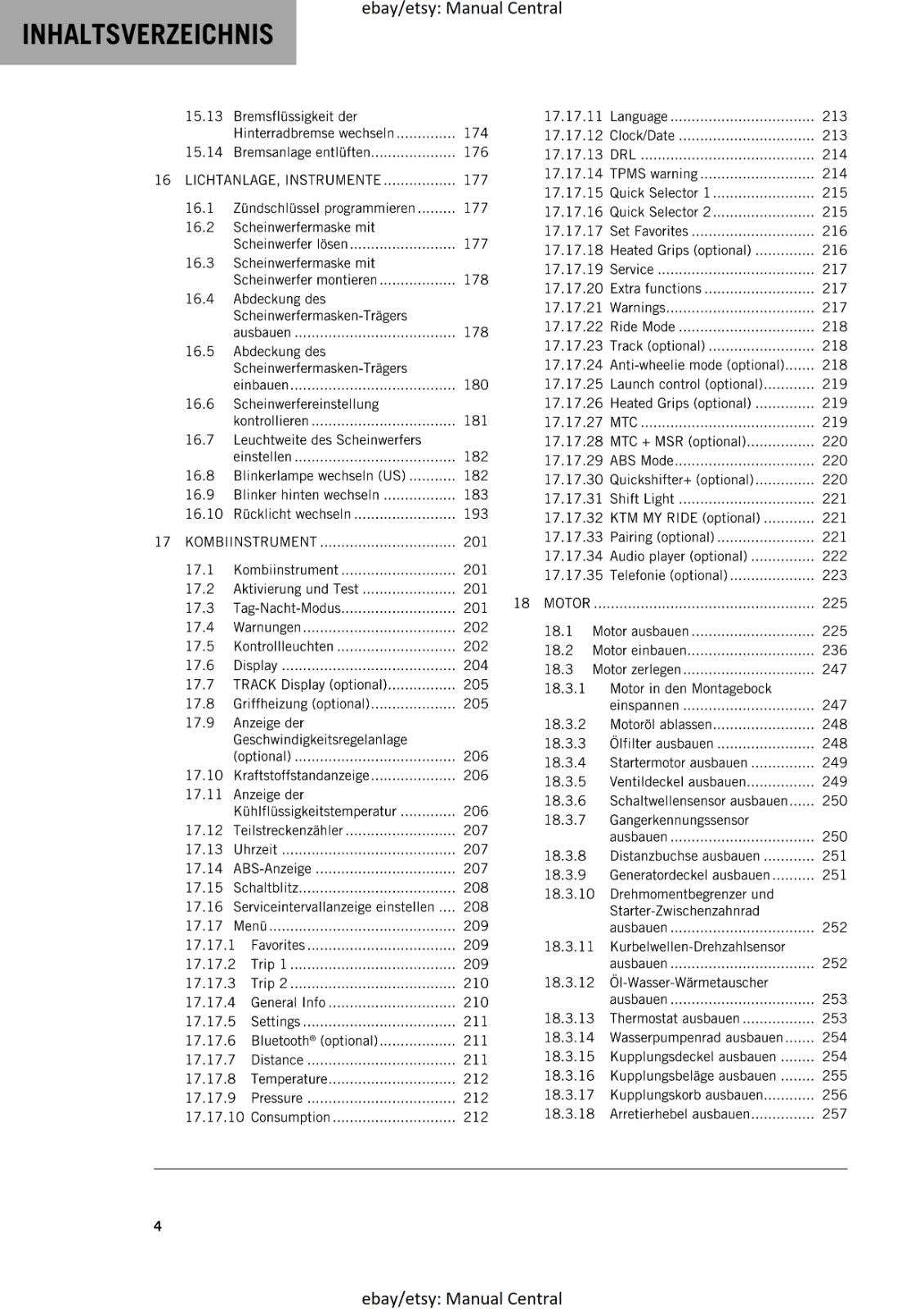 GERMAN LANGUAGE - KTM 2021 - 890 DUKE R - REPARATURANLEITUNG