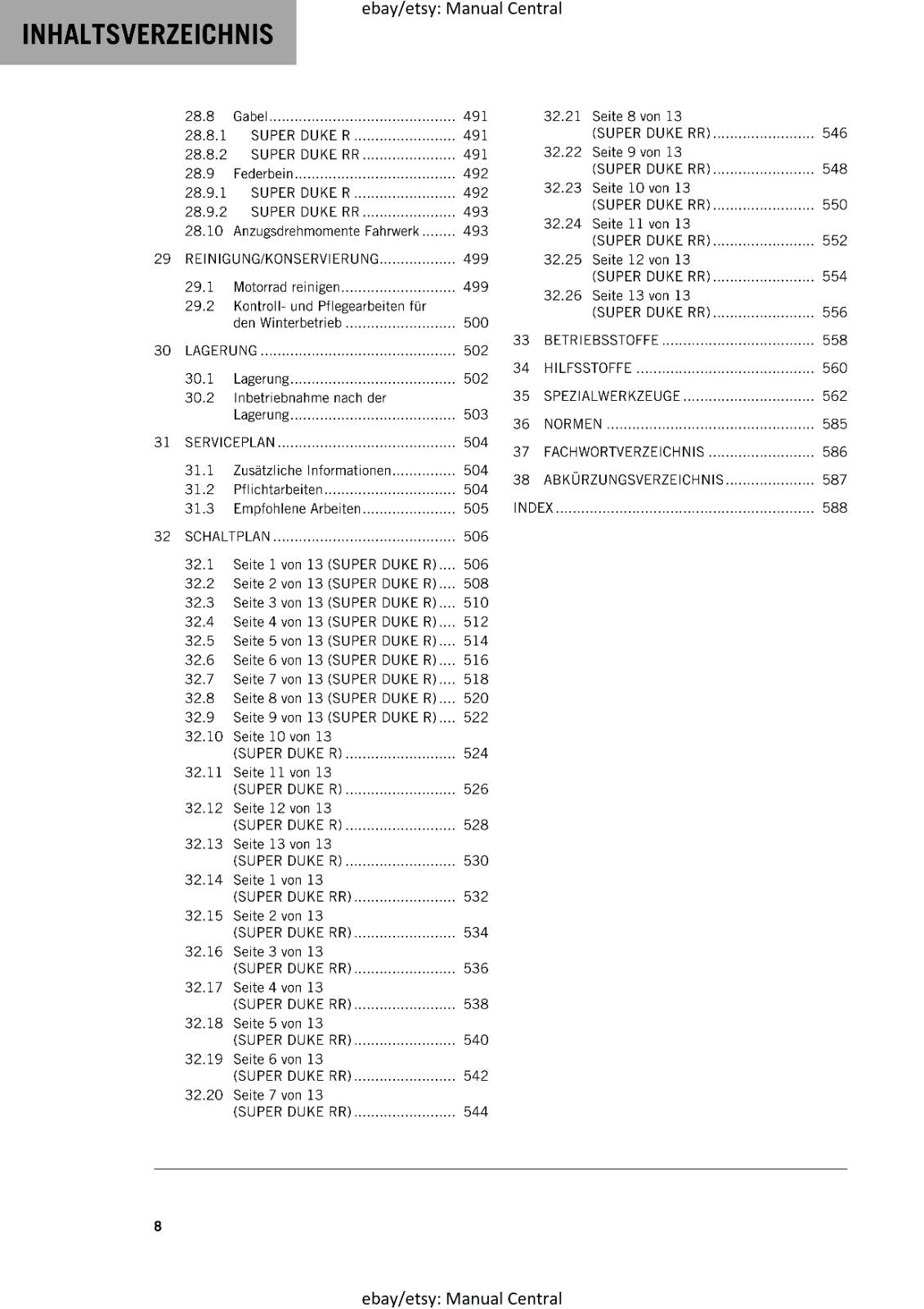 GERMAN LANGUAGE - KTM 2021 - 1290 SUPER DUKE R RR - REPARATURANLEITUNG