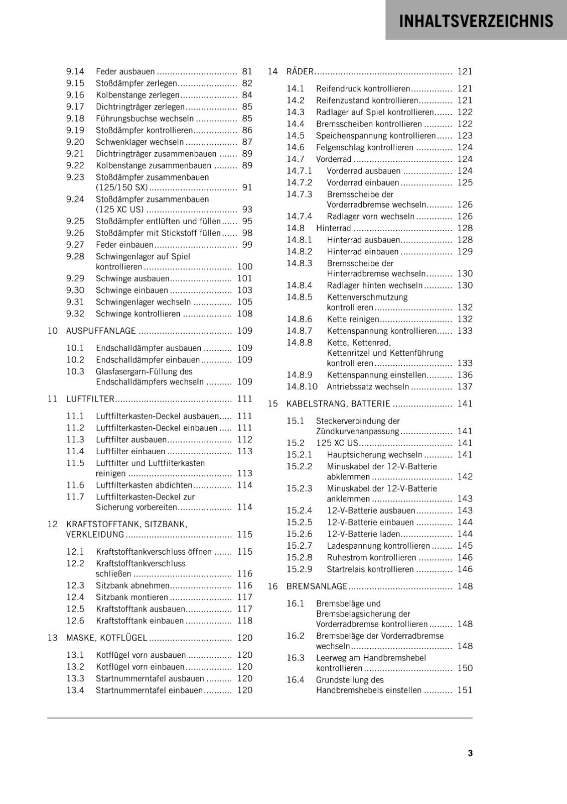 GERMAN LANGUAGE - KTM 2022 -  125 150 SX XC - REPARTURANLEITUNG