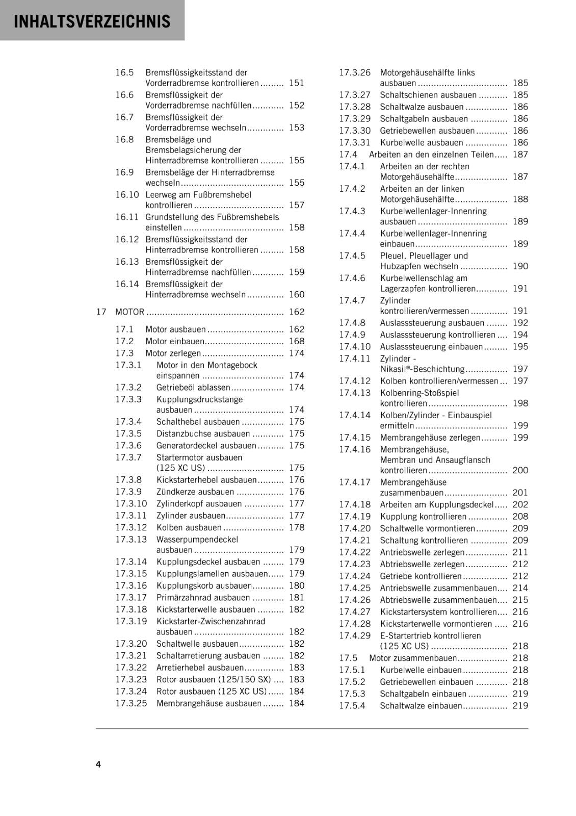 GERMAN LANGUAGE - KTM 2022 -  125 150 SX XC - REPARTURANLEITUNG