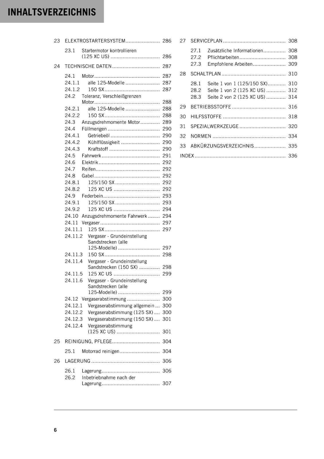 GERMAN LANGUAGE - KTM 2022 -  125 150 SX XC - REPARTURANLEITUNG