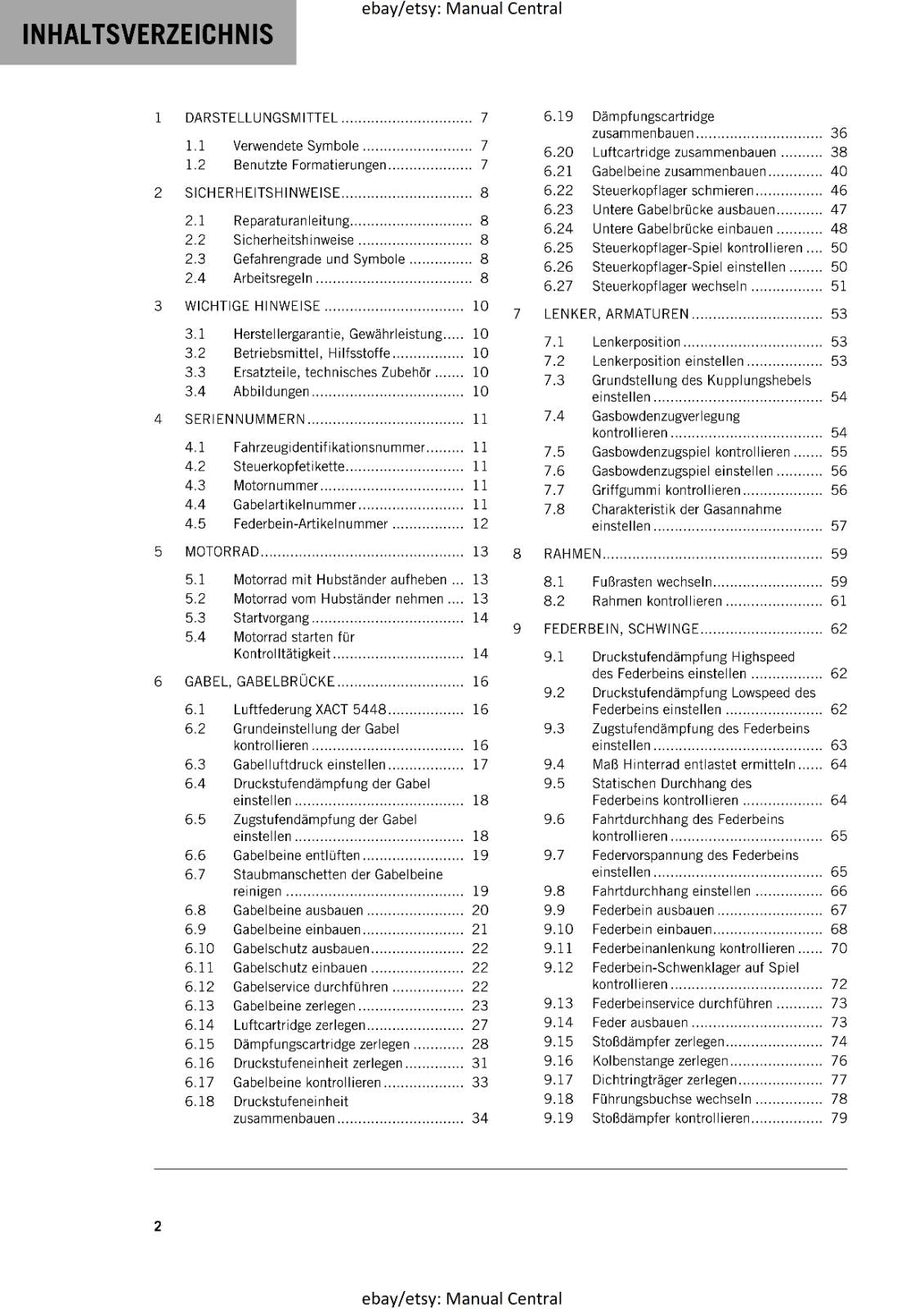 GERMAN LANGUAGE - KTM 2022 -  250 300 XC TPI - REPARTURANLEITUNG