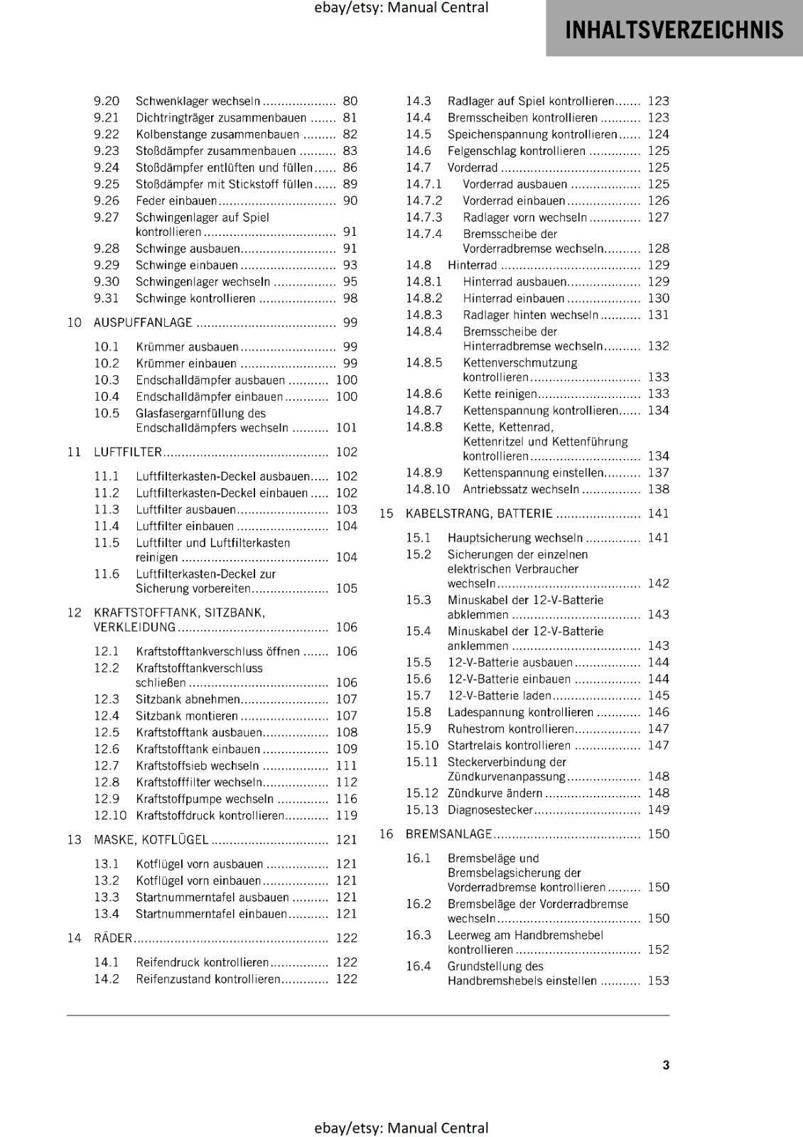 GERMAN LANGUAGE - KTM 2022 -  250 300 XC TPI - REPARTURANLEITUNG