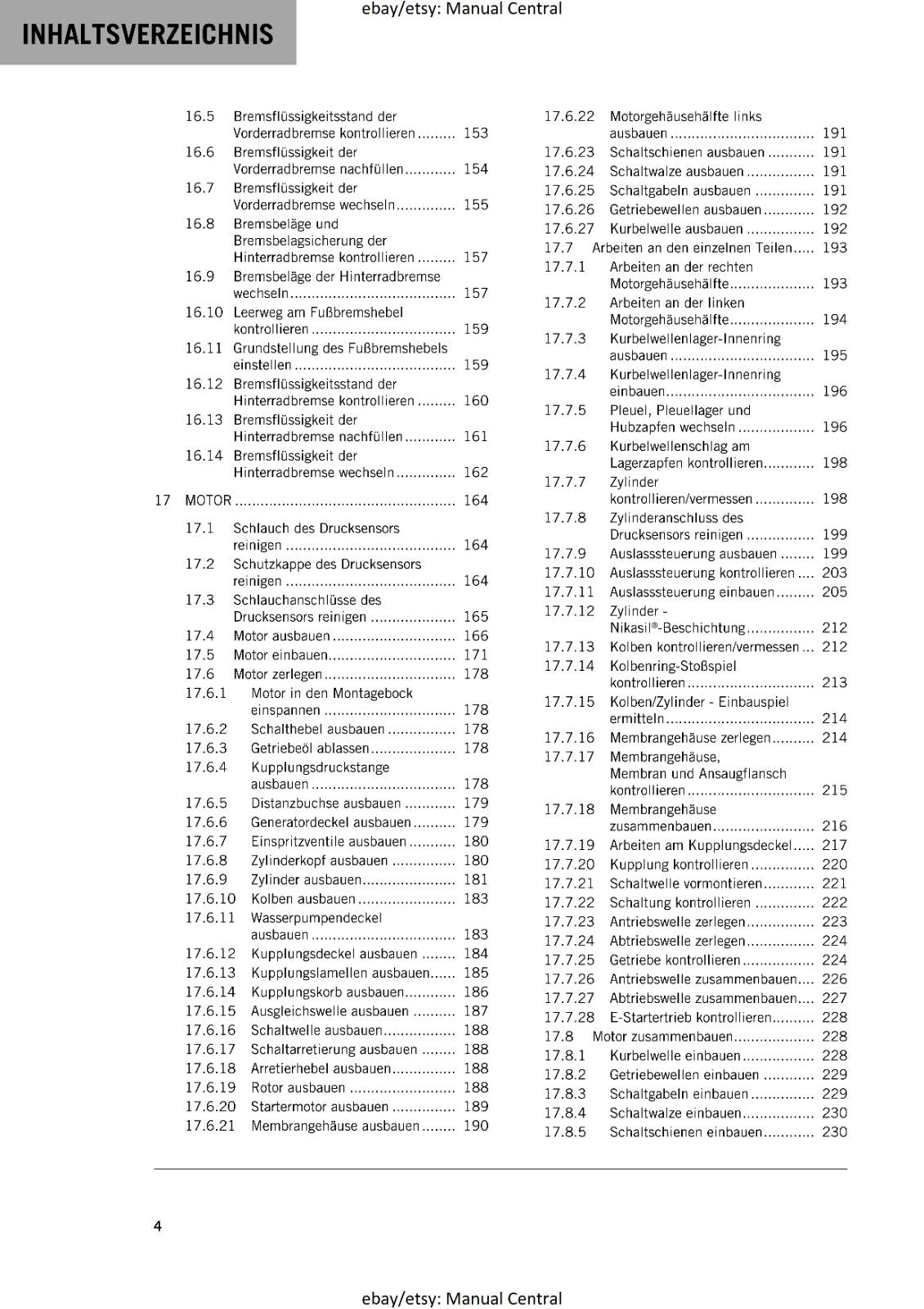 GERMAN LANGUAGE - KTM 2022 -  250 300 XC TPI - REPARTURANLEITUNG