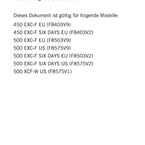 GERMAN LANGUAGE - KTM 2022 -  450 500 EXC-F SIX DAYS XCF-W - REPARTURANLEITUNG