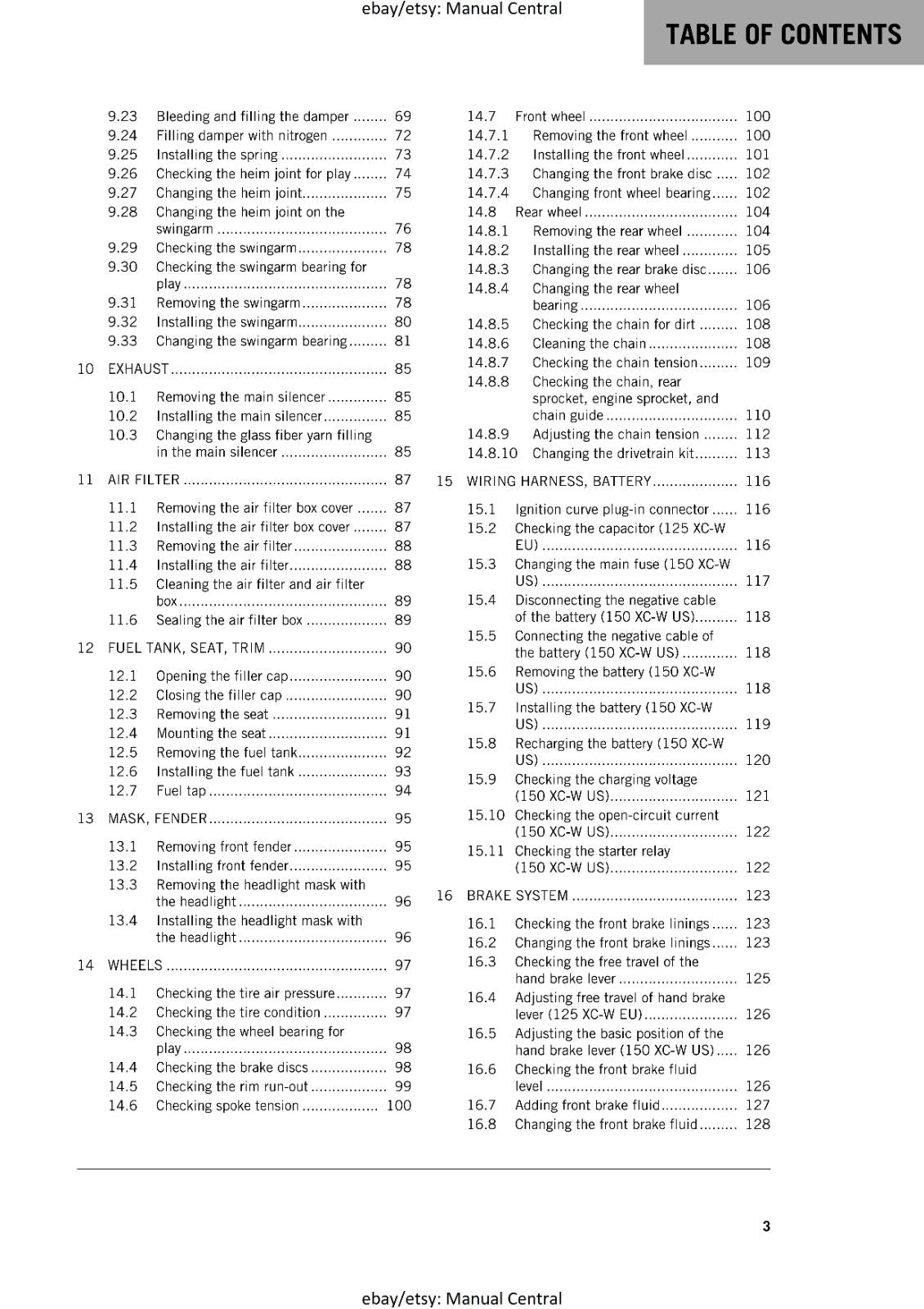 KTM 2019 - 125 150 XC-W - SERVICE REPAIR WORKSHOP