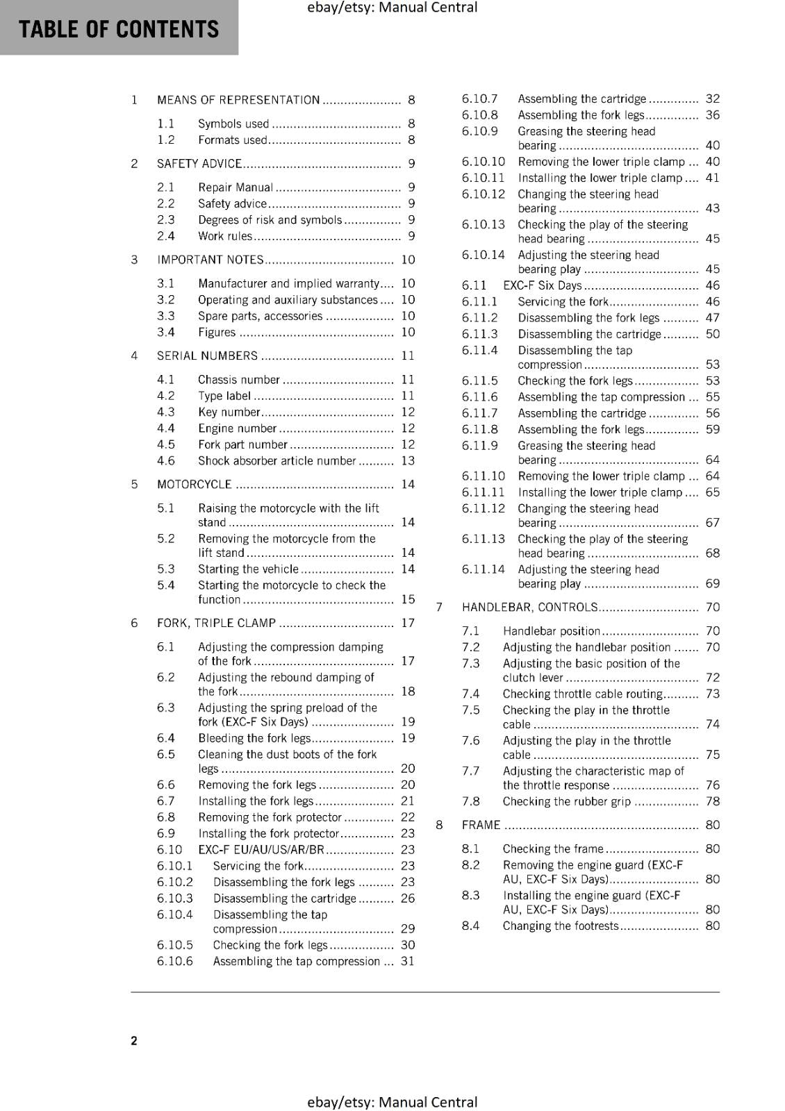KTM 2019 - 250 EXC-F SIX DAYS - SERVICE REPAIR WORKSHOP