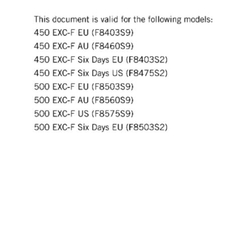 KTM 2019 - 450 500 EXC-F SIX DAYS  - SERVICE REPAIR WORKSHOP