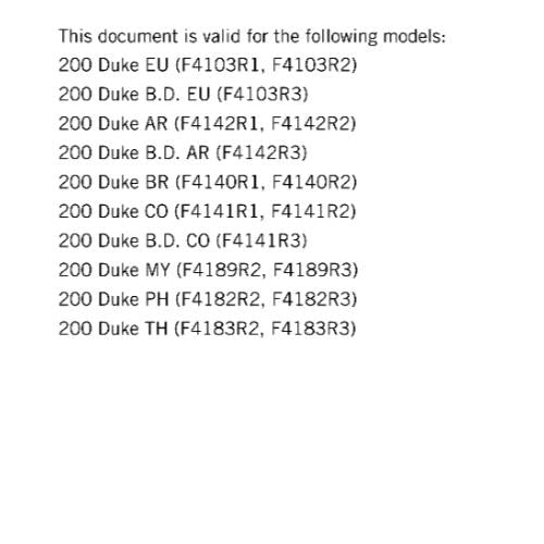 KTM 2018 - 200 DUKE  - SERVICE REPAIR WORKSHOP