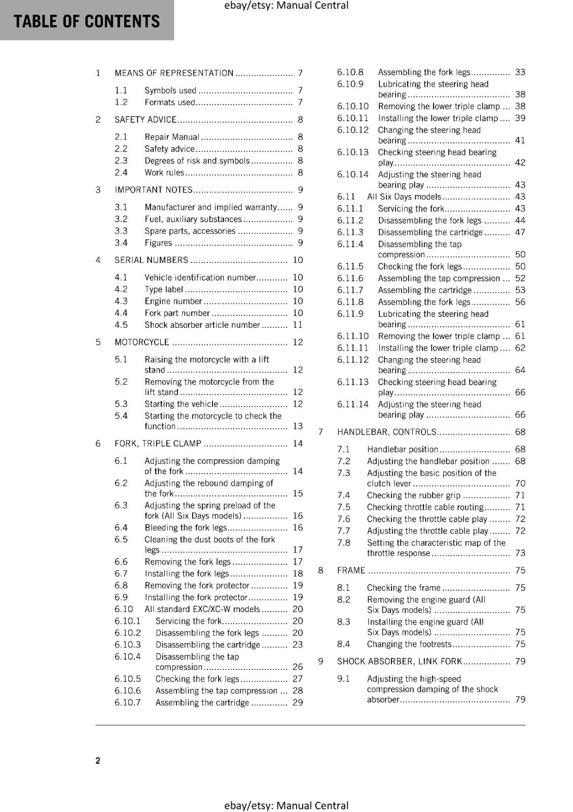 KTM 2018 - 250 300 EXC SIX DAYS XC-W TPI  - SERVICE REPAIR WORKSHOP