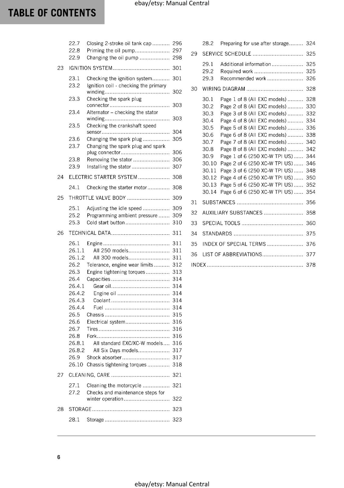 KTM 2018 - 250 300 EXC SIX DAYS XC-W TPI  - SERVICE REPAIR WORKSHOP
