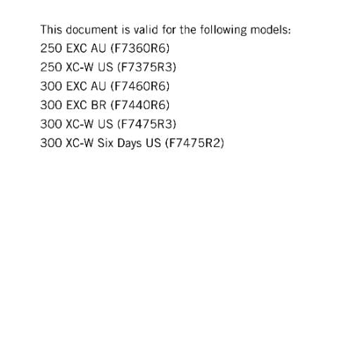 KTM 2018 - 250 300 EXC XC-W SIX DAYS  - SERVICE REPAIR WORKSHOP