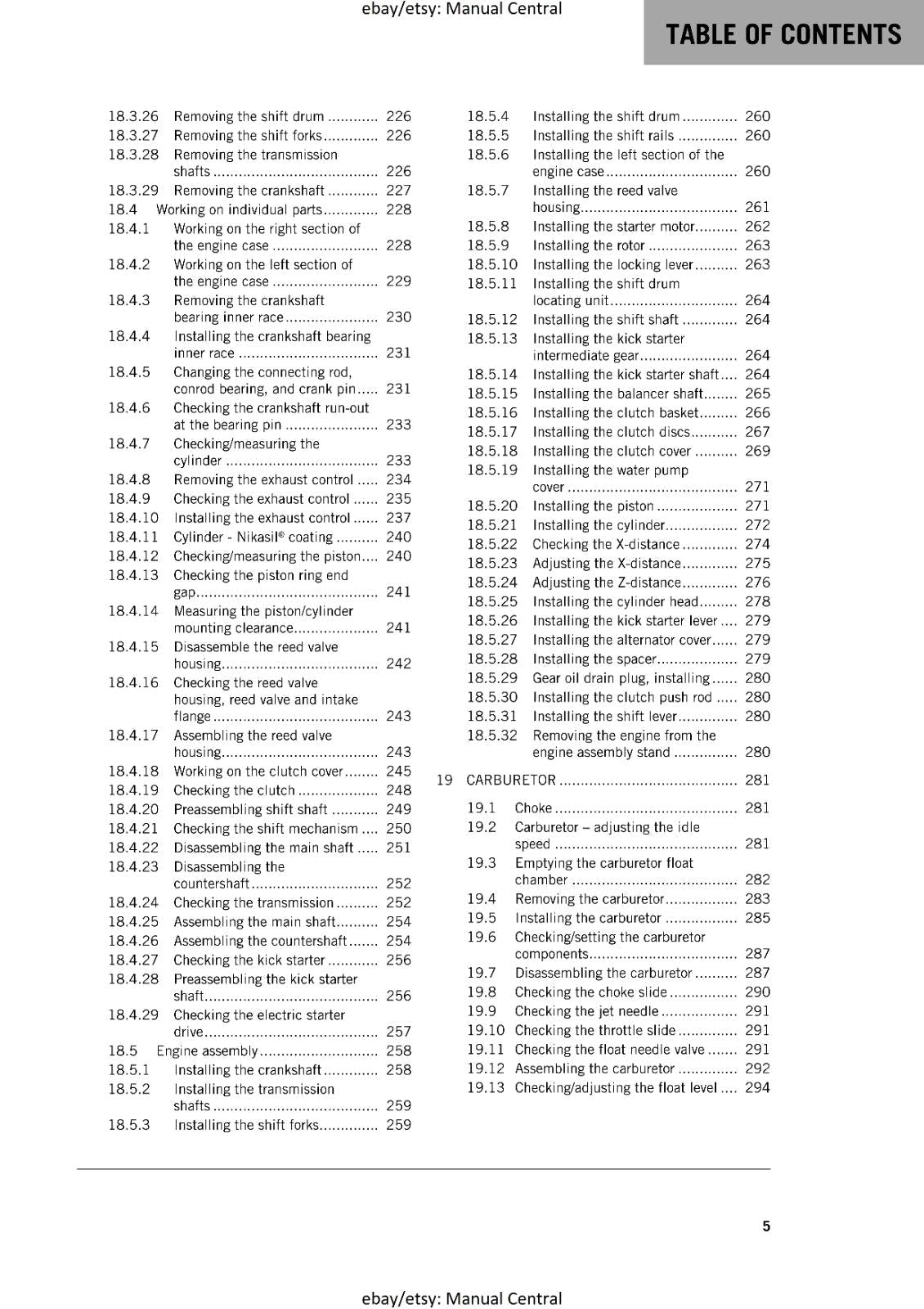KTM 2018 - 250 300 EXC XC-W SIX DAYS  - SERVICE REPAIR WORKSHOP