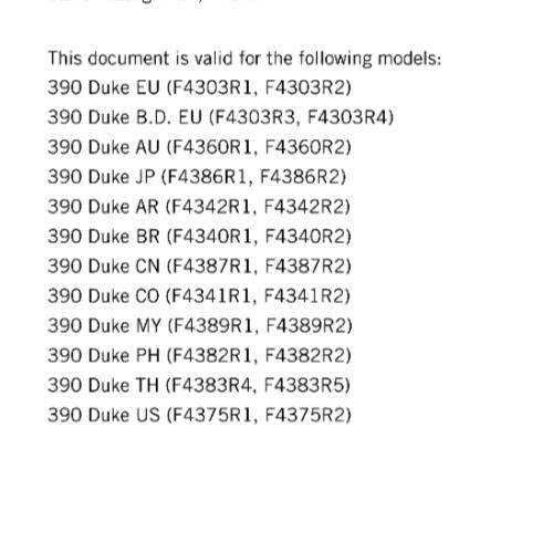 KTM 2018 - 390 DUKE - SERVICE REPAIR WORKSHOP