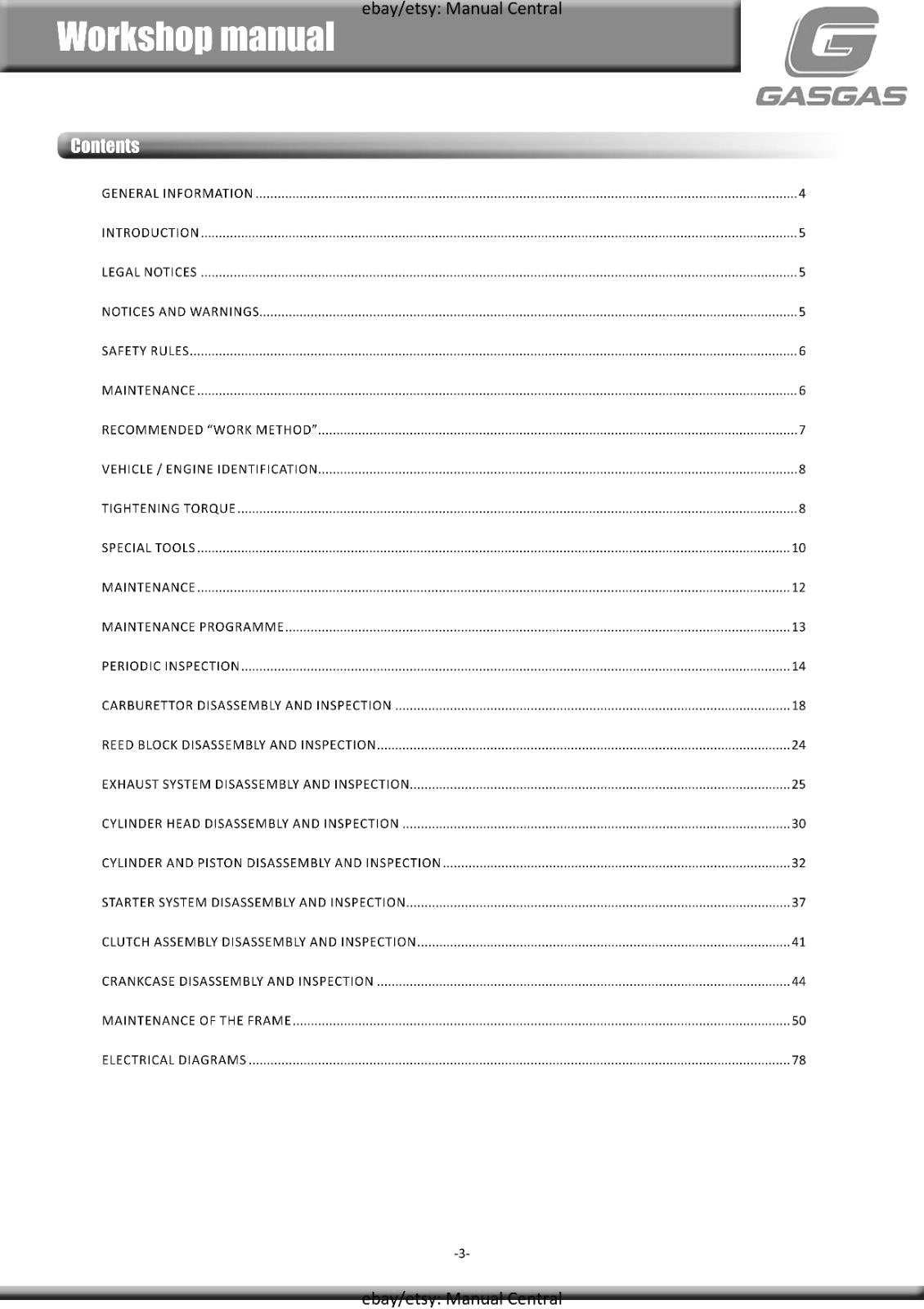 GASGAS 2018 TXT SERIES TRIAL 80 125 250 28SERVICE WORKSHOP REPAIR MANUAL