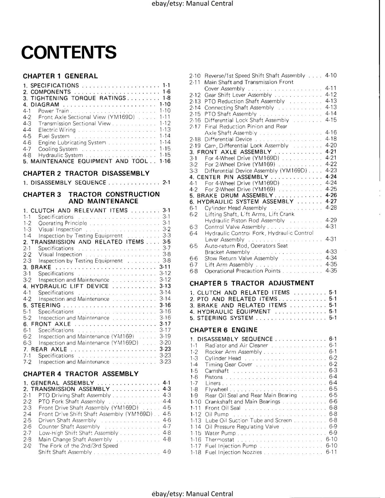 YANMAR DIESEL TRACTOR - YM169 YM169D - WORKSHOP REPAIR SERVICE MANUAL
