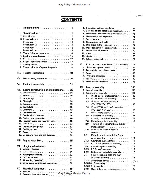 YANMAR DIESEL TRACTOR YM135 YM135D YM155 YM155D SERVICE WORKSHOP REPAIR MANUAL