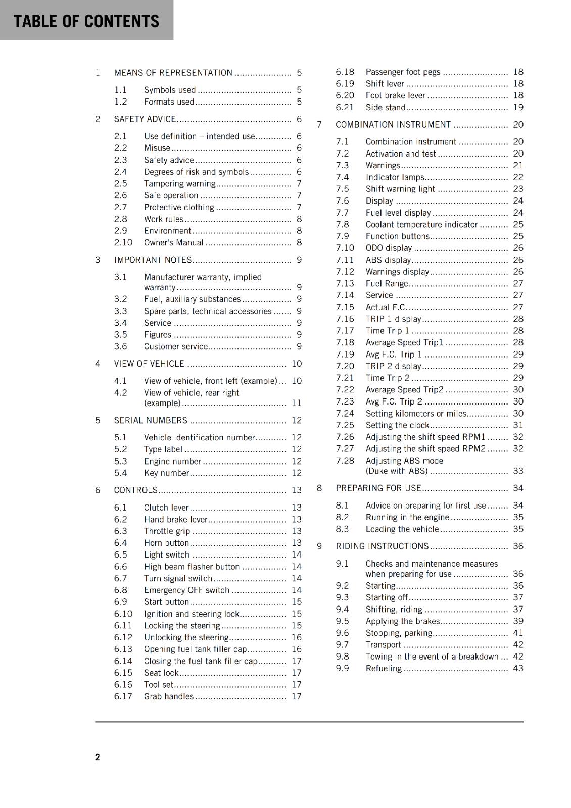 KTM 2024 - 200 DUKE - OWNERS MANUAL USER GUIDE