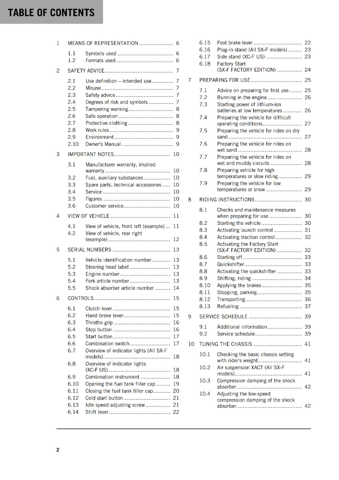 KTM 2024 - 250 SX-F XC-F FACTORY EDITION - OWNERS MANUAL USER GUIDE