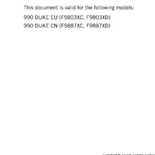 KTM 2024 - 990 DUKE EU EDITION - OWNERS MANUAL USER GUIDE