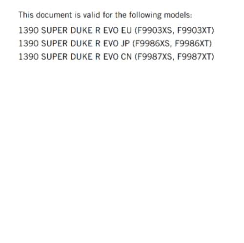 KTM 2024 - 1390 SUPER DUKE R EVO EU JP CN - OWNERS MANUAL USER GUIDE