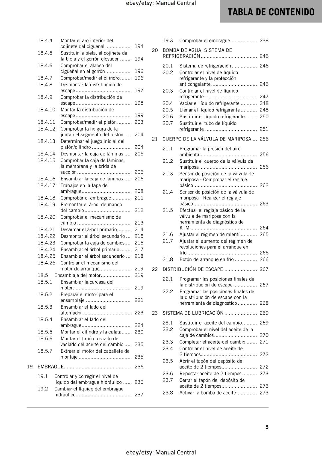 SPANISH LANGUAGE - KTM 2024 - 250 300 EXC SIX DAYS XC-W - MANUAL DE REPARACION